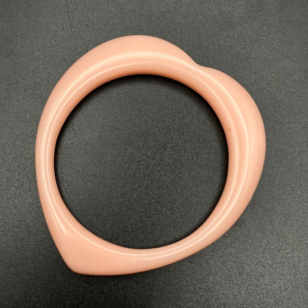 Vintage Bangle Bracelet Pink Heart Shaped Plastic Made in Japan Size 8"